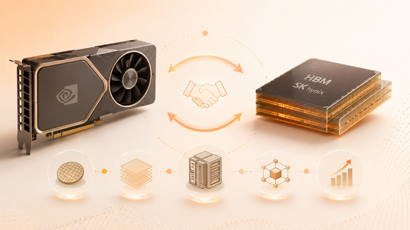 Nvidia AI GPU와 SK하이닉스 HBM3E 메모리 협력 개념도