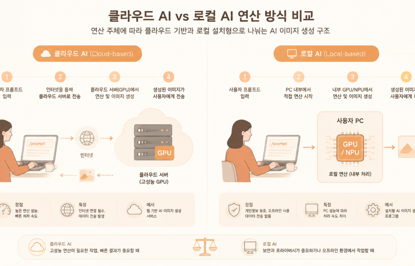 AI가 이미지를 만들 때 내 컴퓨터의 힘일까, AI 서버의 힘일까?