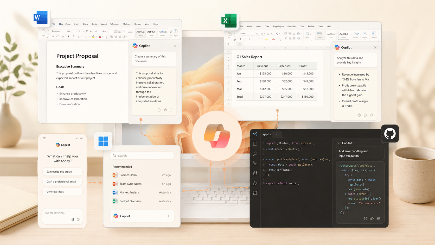 Microsoft Copilot 생태계 통합 Office 365 및 Windows 환경에서 구동되는 Microsoft Copilot 생태계 통합 이미지