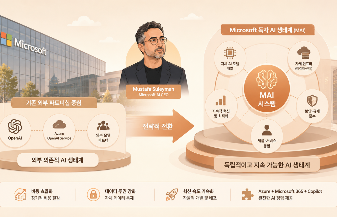 Microsoft, OpenAI 의존에서 자체 AI 생태계로 전환 가속 – 그 배경과 의미