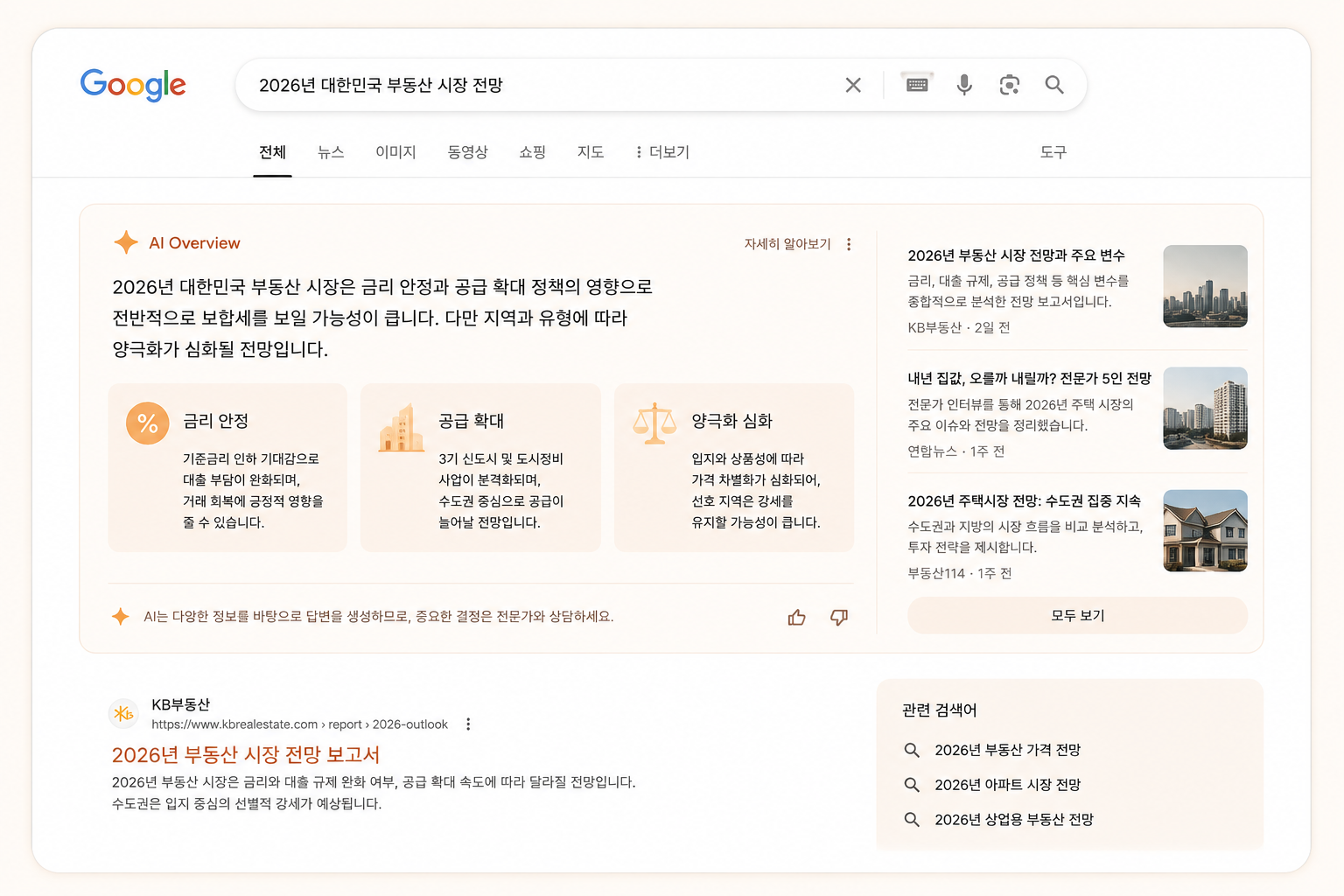 Google AI Overview 검색 결과 상단 요약 박스 예시
