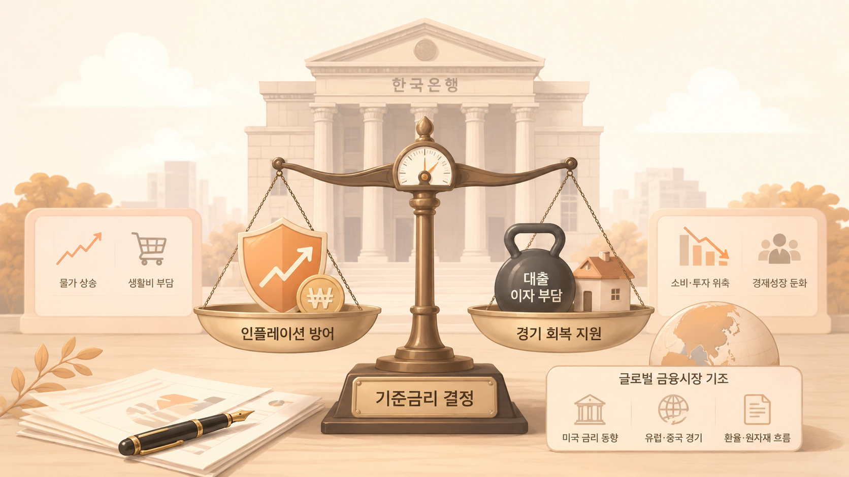 기준금리 인상 고민과 투자 전략 한국은행 금리 정책 저울과 글로벌 금융시장 기조 비교